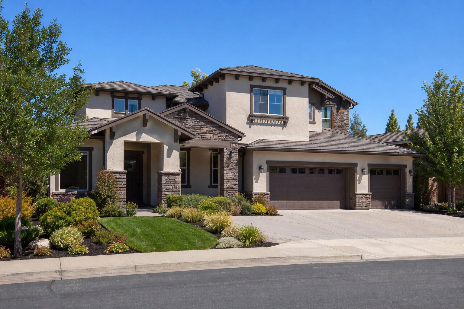 Concept image of an upscale Pleasanton, California home exterior
